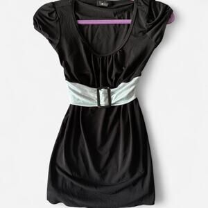 BCX 90s black mini dress/shirt with belt accent made in USA